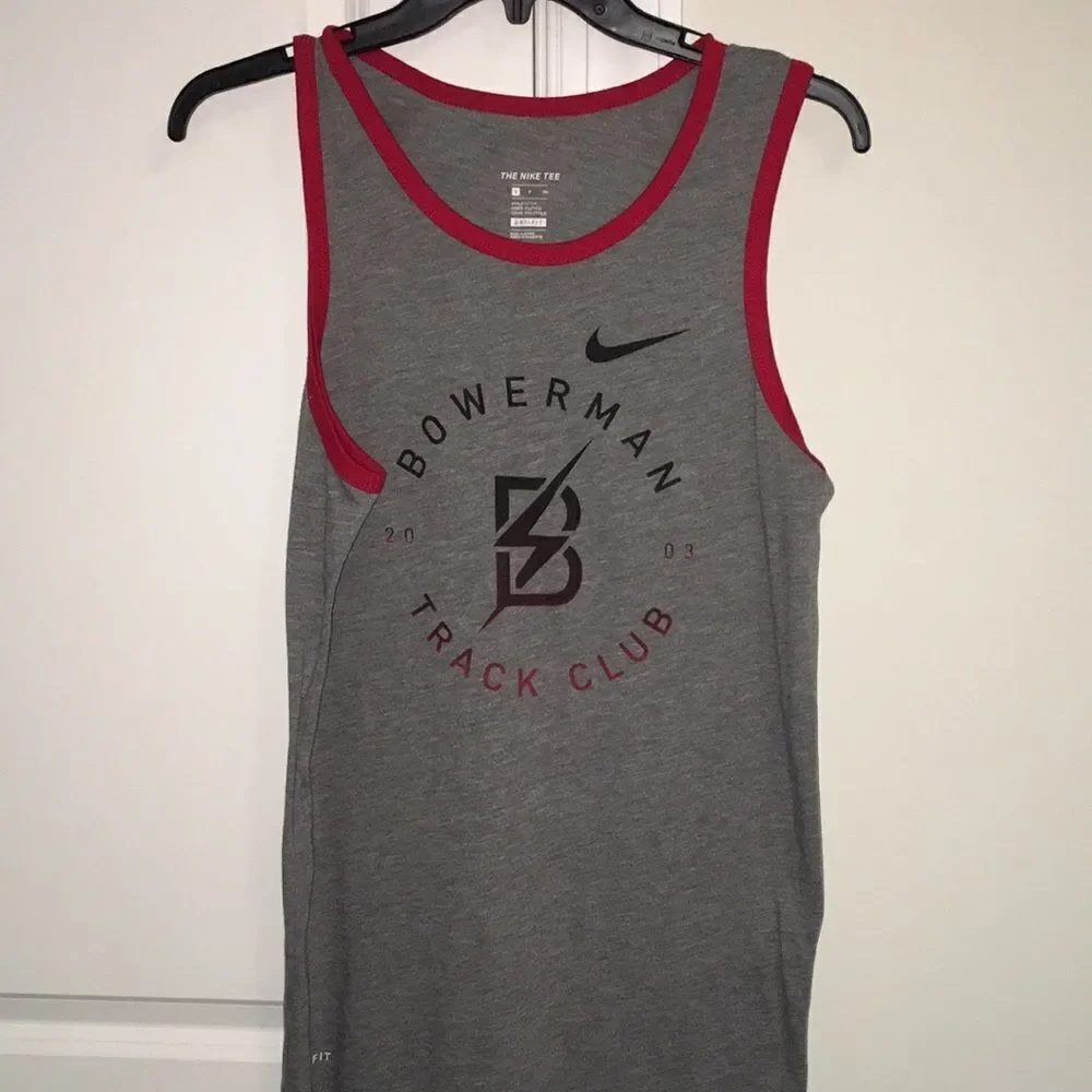 Gray Nike Bowerman Track Club 2003 running marathon t shirt tank Singlet shirt S